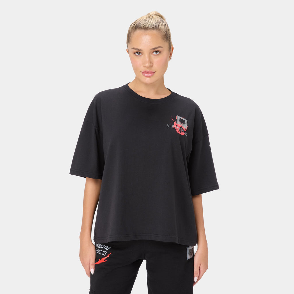 ALPHAFIRE OVERSIZED T-SHIRT — WAR BLACK