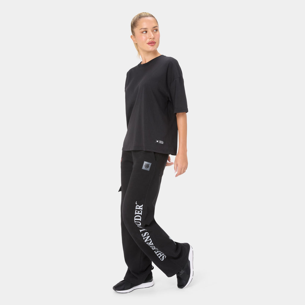 SHEWOLF_09 OVERSIZED TEE — WAR BLACK