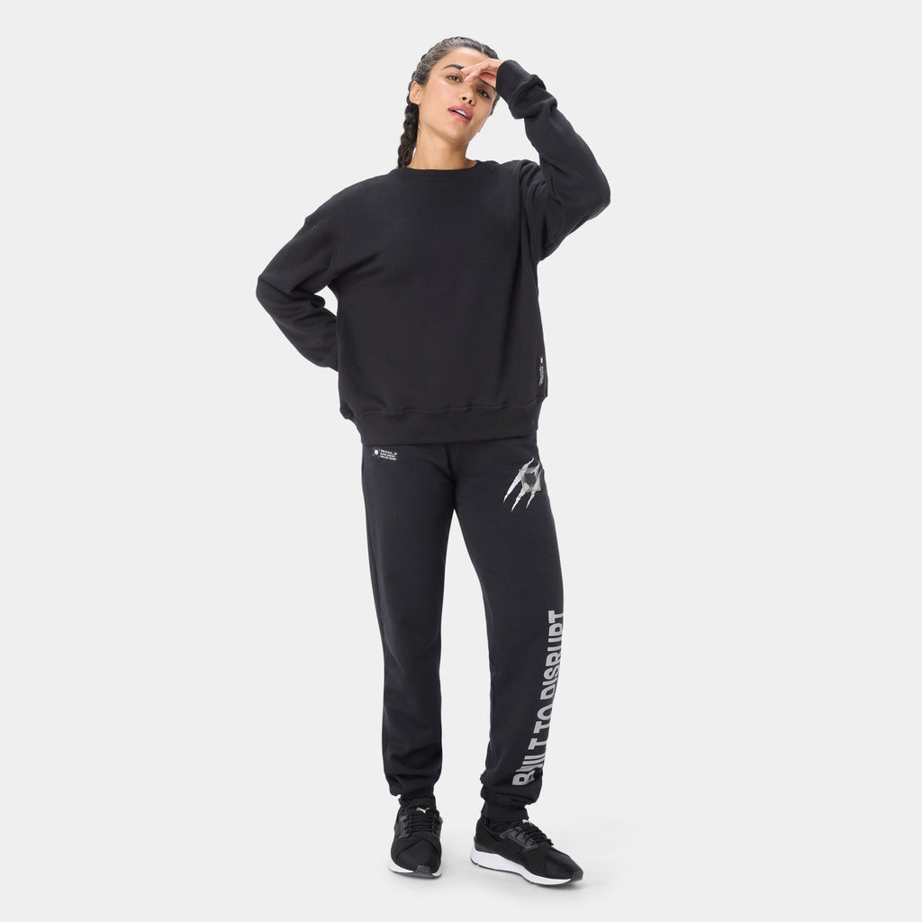 WOLFSTATE_99 CREWNECK — WAR BLACK