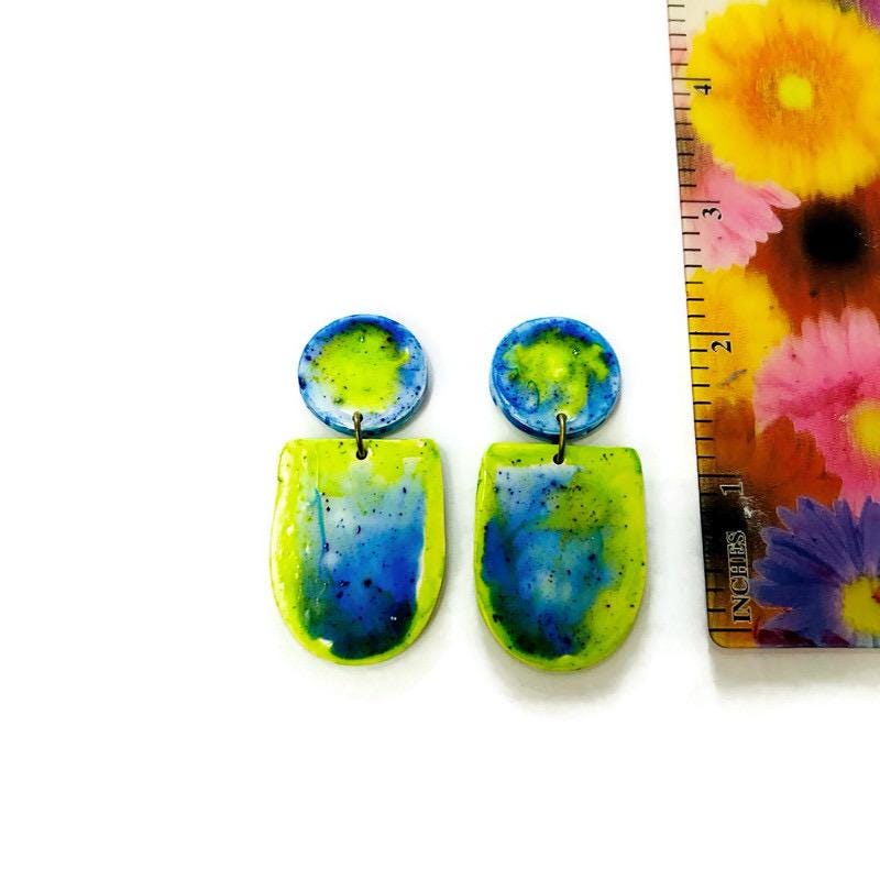 Watercolor Jewelry Set with Statement Necklace & Earrings Handmade